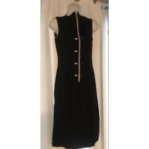 Prada womens Vintage Black zip up dress Size 40 Us 4-6 Small Side Slit